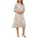 thumbnail image 1 of Vestido de mujer Inspire Chic con flores, cuello alto, volantes, mangas largas, fluido, de gasa, corte A, midi, blanco, talla M, 1 of 6