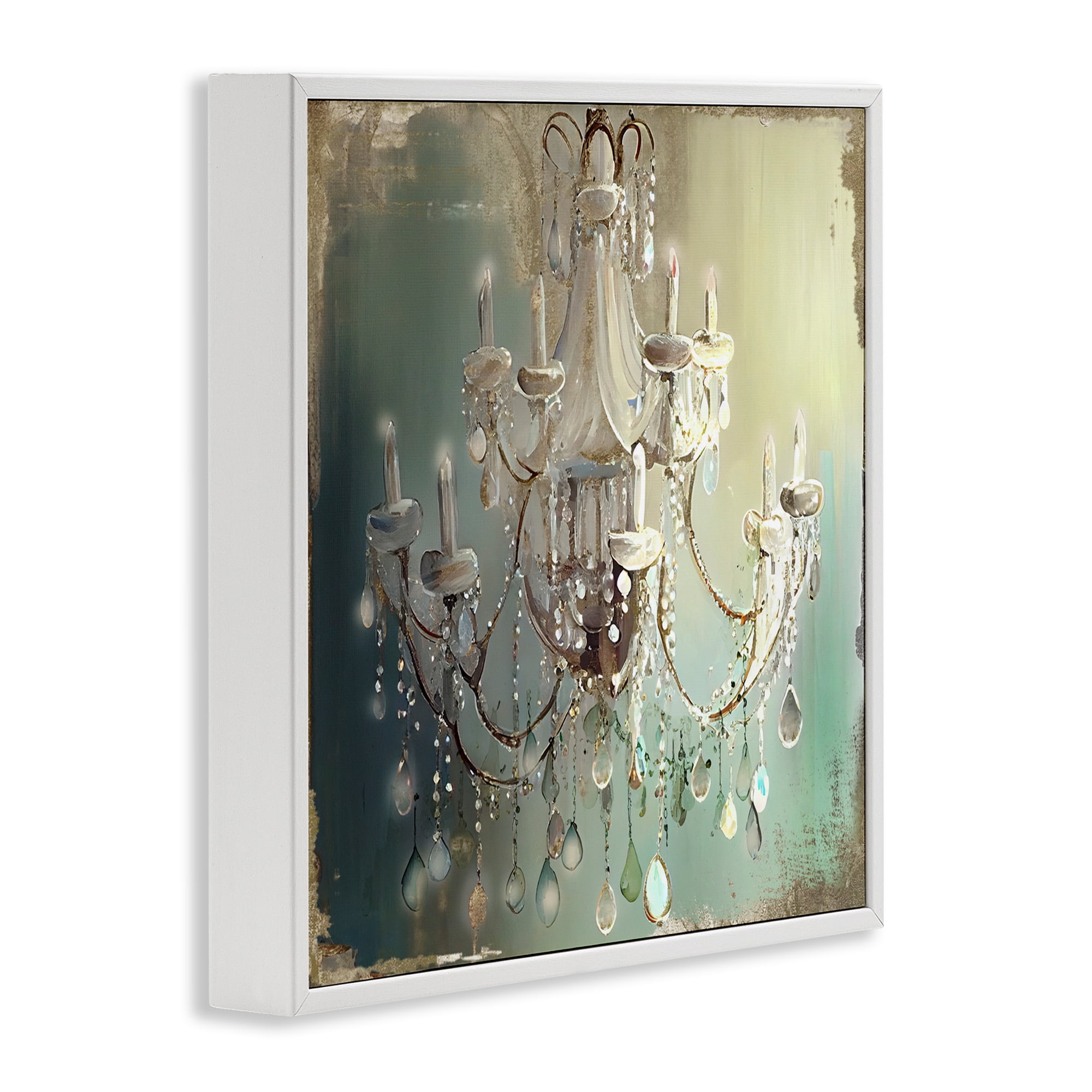 Vintage Illumine Chandelier White Framed Giclee Art, design by Sasha