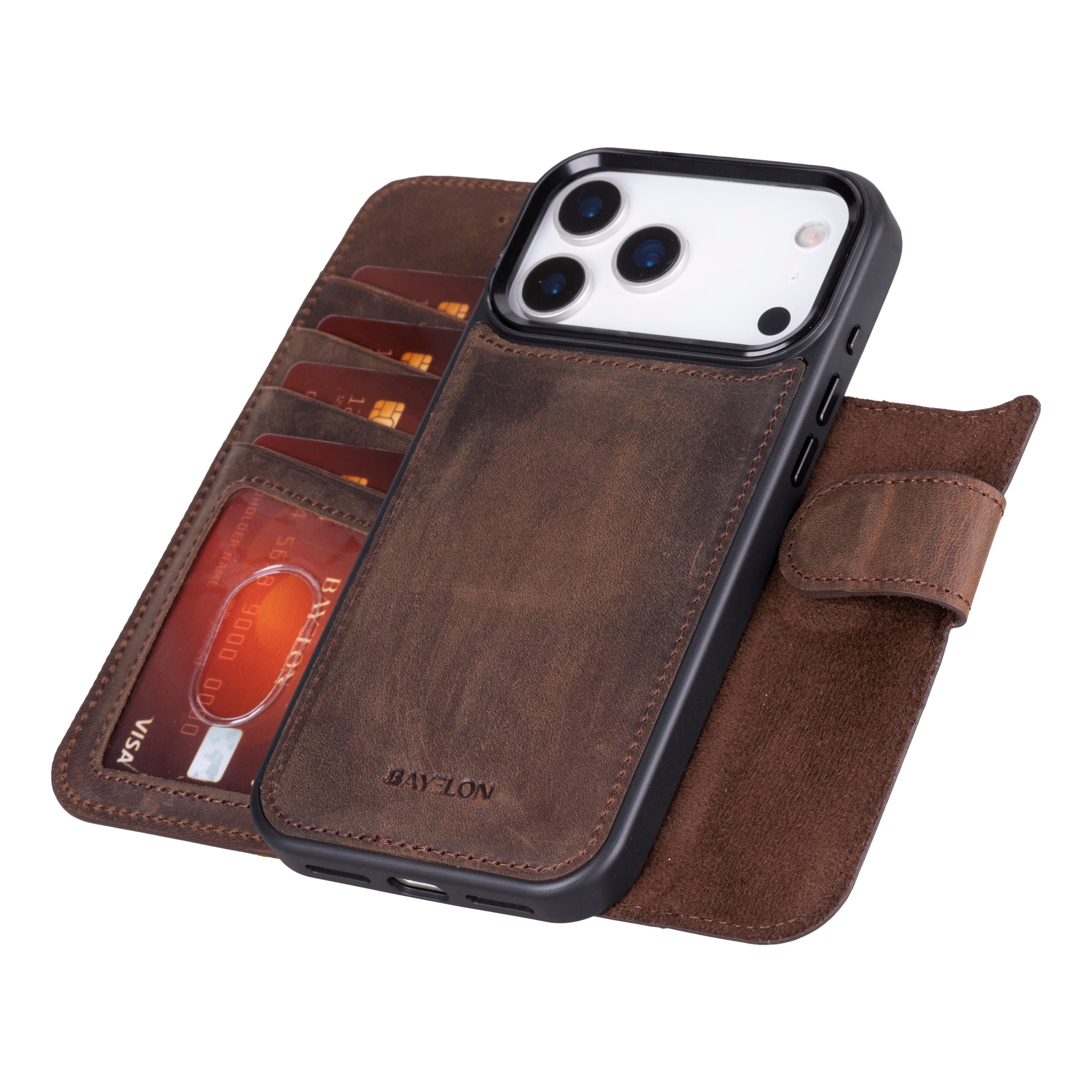 iPhone 17 Pro Detachable Leather Wallet Case - RFID, MagSafe Compatible