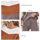 thumbnail image 5 of Top de cuello redondo, pantalones, ropa de descanso, 2 piezas, Color de contraste, manga larga, lazo en la cintura, ropa de dormir de punto informal para mujer, 5 of 6