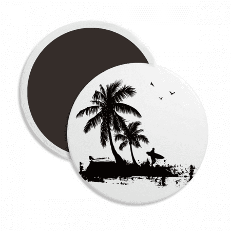 

Beach Coconut Tree Illustration Pattern Round Ceracs Fridge Magnet Keepsake Decoration