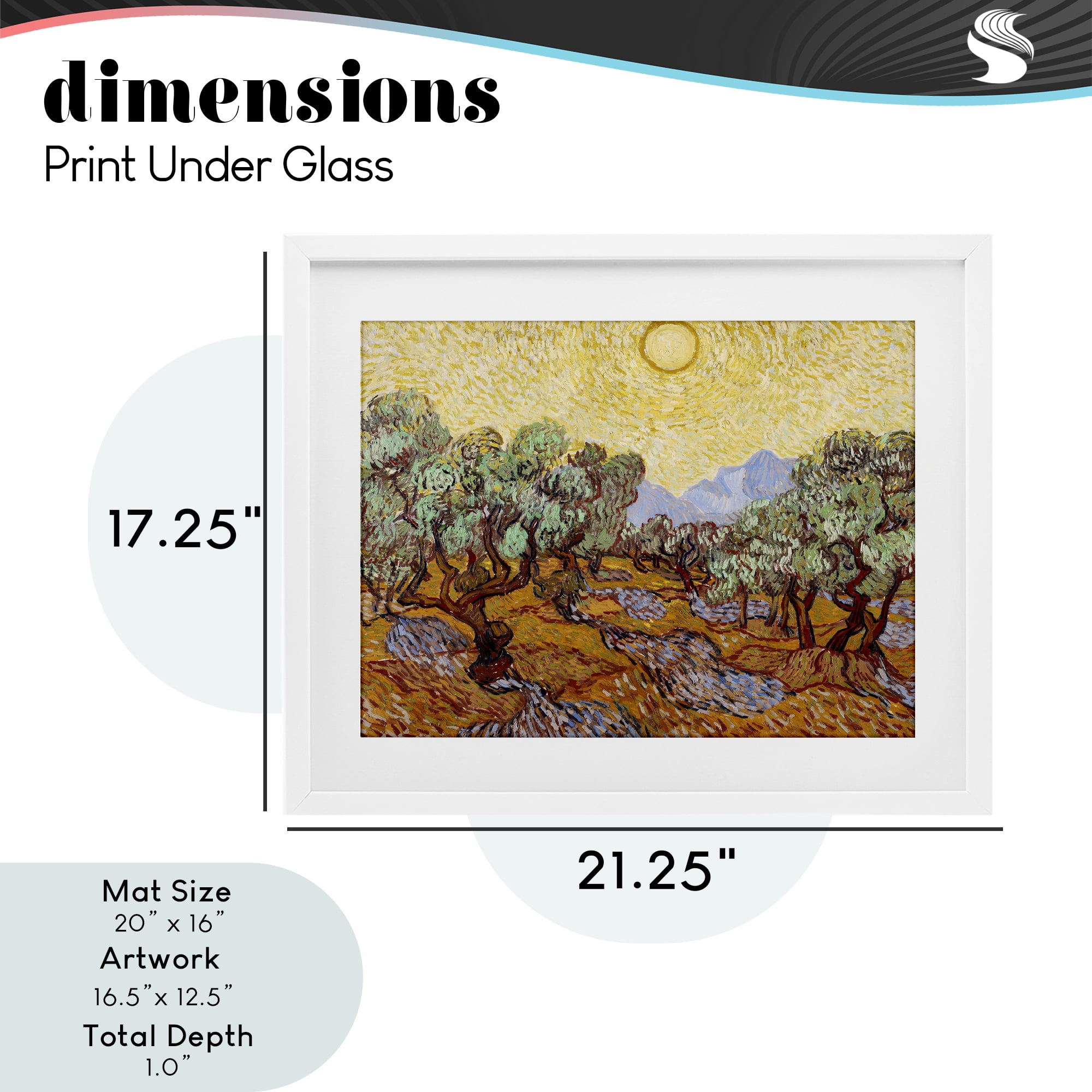 Stupell Industries Olive Trees Van Gogh White Framed Print Under Glass, design by Vincent Van Gogh
