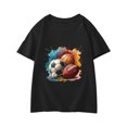 thumbnail image 3 of XASZHN T-Shirt à Manches Courtes pour Garçons avec Motifs de Dessins Animés de Petits Moyens et Grands Designs de Col Rond pour Enfants Adaptés au Basketball Baseball et Football. Chemises Noires 2 9-10 Ans, 3 of 5