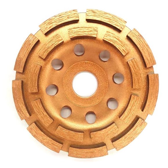 Professional Concrete Diamond Grinding Double Row Cup Wheel, Efficient Material Removal Tool with Air Holes Cooling for Heavy Duty Grinding on Concrete, Marble, Granite,
