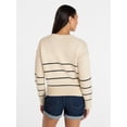 thumbnail image 5 of Time and Tru Women's Striped Cardigan Sweater with Long Sleeves, Sizes XS-XXXL, 5 of 7