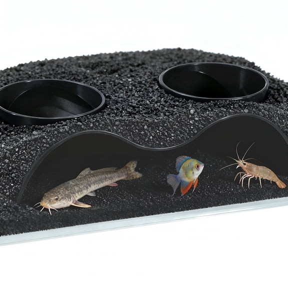 XIBUFE Aquarium Decor Underground Tunnel Cave with Holes for Viewing Fish Tank Decoration Hideout for Cory Catfish Shrimp Loach And Pleco Black