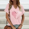 thumbnail image 2 of Shadoumai Valentines Shirts for Wome Funny Love Heart Print Tee Tunic Tops Casual 3/4 Sleeve V Neck T-Shirts Blouses, 2 of 4