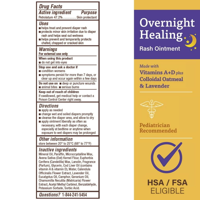 3 pack) A+D Overnight Healing Diaper Rash Ointment for Baby