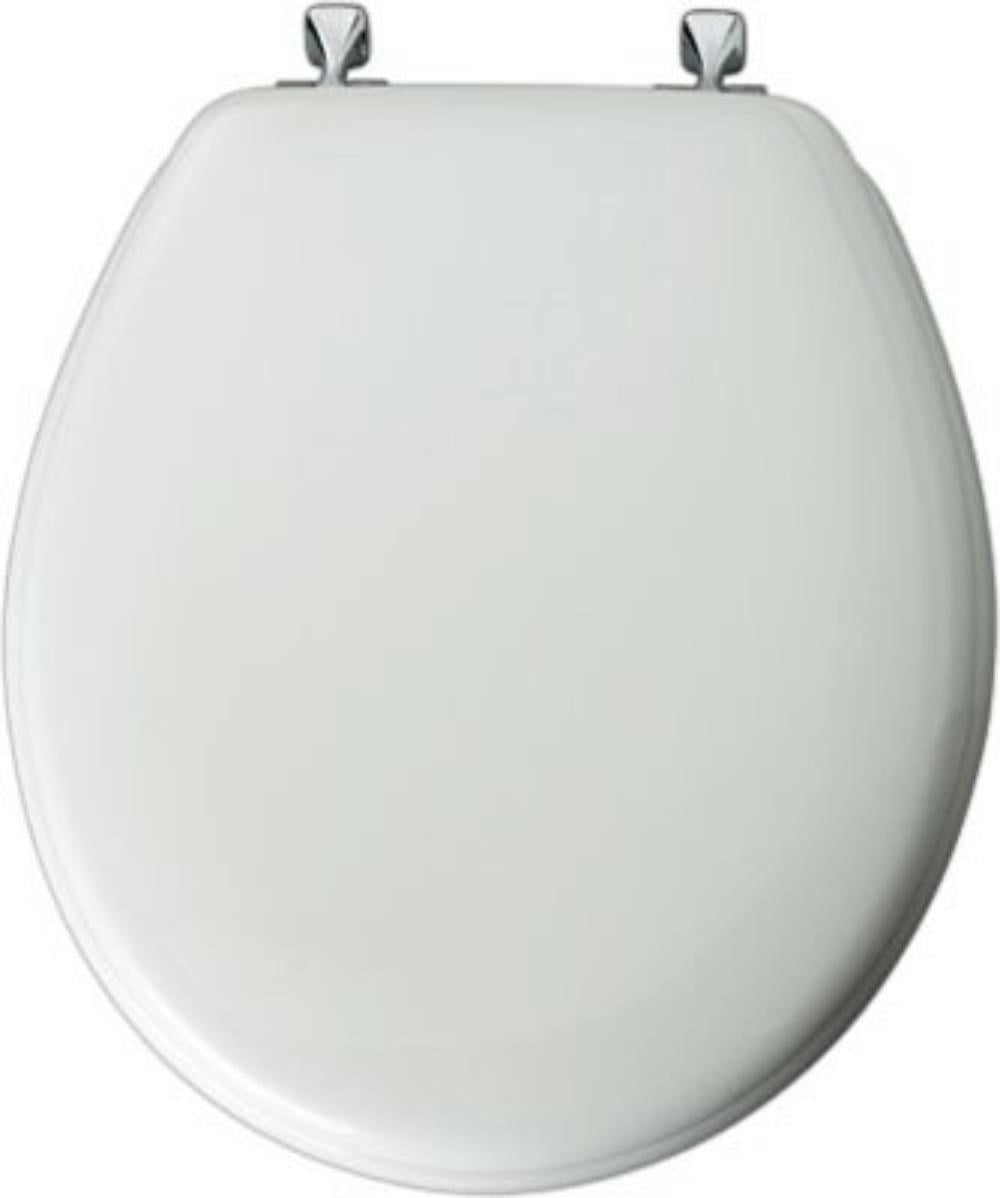 MAYFAIR 13EC 000 Soft Toilet Seat Easily Removes ROUND White New Padded with Wood Core 