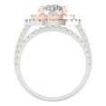thumbnail image 4 of Clara Pucci 14K White/Rose Gold Round Cut 2Ct Synthetic White Sapphire Engagement Ring + Matching Band - Luxury Box Included, 4 of 7