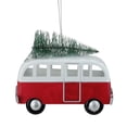 thumbnail image 2 of 4.5" Red and White Retro Style Bus with Christmas Tree Hanging Ornament, 2 of 2
