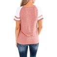 thumbnail image 2 of Nouveau T-Shirt Col Rond pour Femmes à Manches Courtes, Haut Décontracté à Blocs de Couleur, 2 of 2