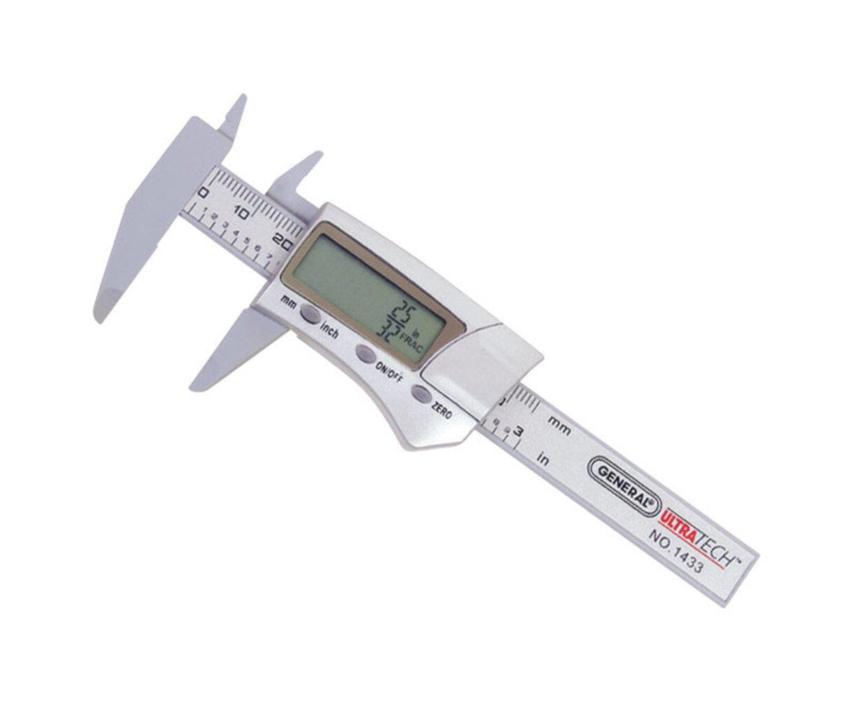 General Tools 1433 Fraction Plus Digital Fractional Caliper, Carbon Fiber, 3-Inch