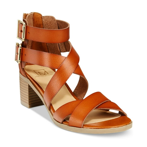 cognac leather sandals heels