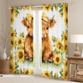 thumbnail image 2 of jejeloiu Cute Highland Cow Black Out Curtains,Yellow Sunflower Blossom Curtains Pack of 2 (42x63 Each) For Girls Teens, 2 of 6