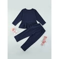 thumbnail image 4 of Qiylii Girls Sequins Love Pattern Long Sleeve O-Neck Ruffle Hem Pullover + Pant, 4 of 9