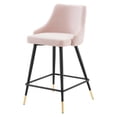 thumbnail image 3 of Counter Stool Chair, Set of 2, Velvet, Pink, Modern Contemporary Urban Design, Bar Pub Cafe Bistro Hotel Restaurant Hospitality, 3 of 9