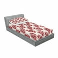 thumbnail image 3 of Ambesonne Floral Fitted Sheet & Pillow Sham Set, Birth of the Nature Design, Full, Ruby Pale Pink Cream, 3 of 3