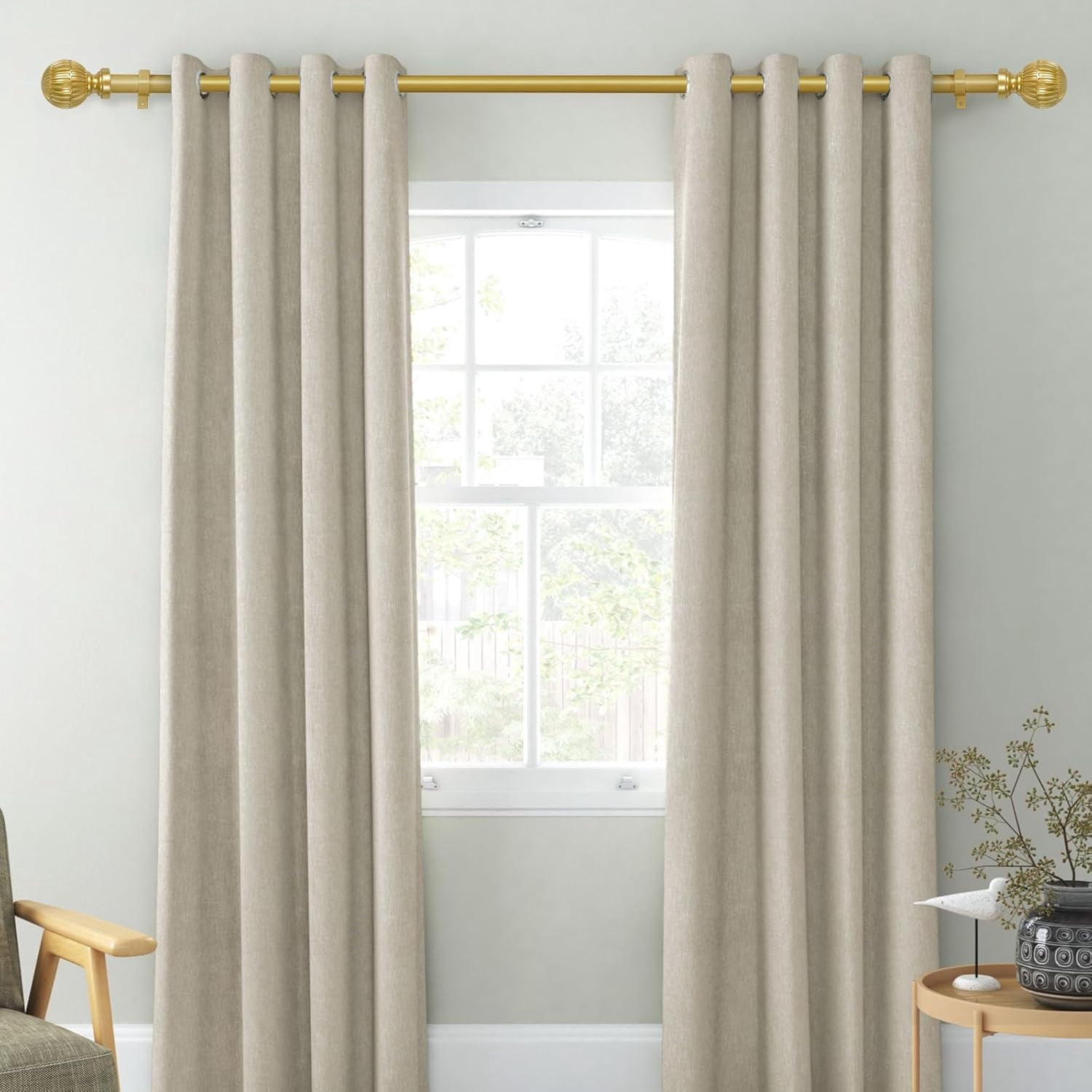 Urbanest Adjustable Volle Single Curtain Rod Set – 5/8 - Inch Diameter, With Gold Rod, 28–84 Inches