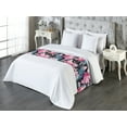 thumbnail image 3 of Exotic Bed Runner, Tropical Design Wild Flowers and Peacock Feathers Bohemian Vibes, Decorative Accent Bedding Scarf for Hotels Homes & Guest Rooms, King, Pink Violet Blue and Black, by Ambesonne, 3 of 3