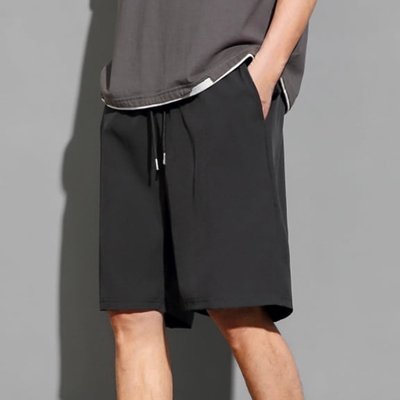 Jyeity Mens Shorts Sporty Casual Breathable Solid,Zipper,Elastic Waist Workout Black Shorts