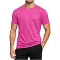 thumbnail image 6 of LODIENY Athletic T-Shirts for Men Short Sleeve Crew Neck Solid Color Moisture Wicking Tops Casual Classic Basic Fit Workout Tee Shirt Hot Pink L, 6 of 9