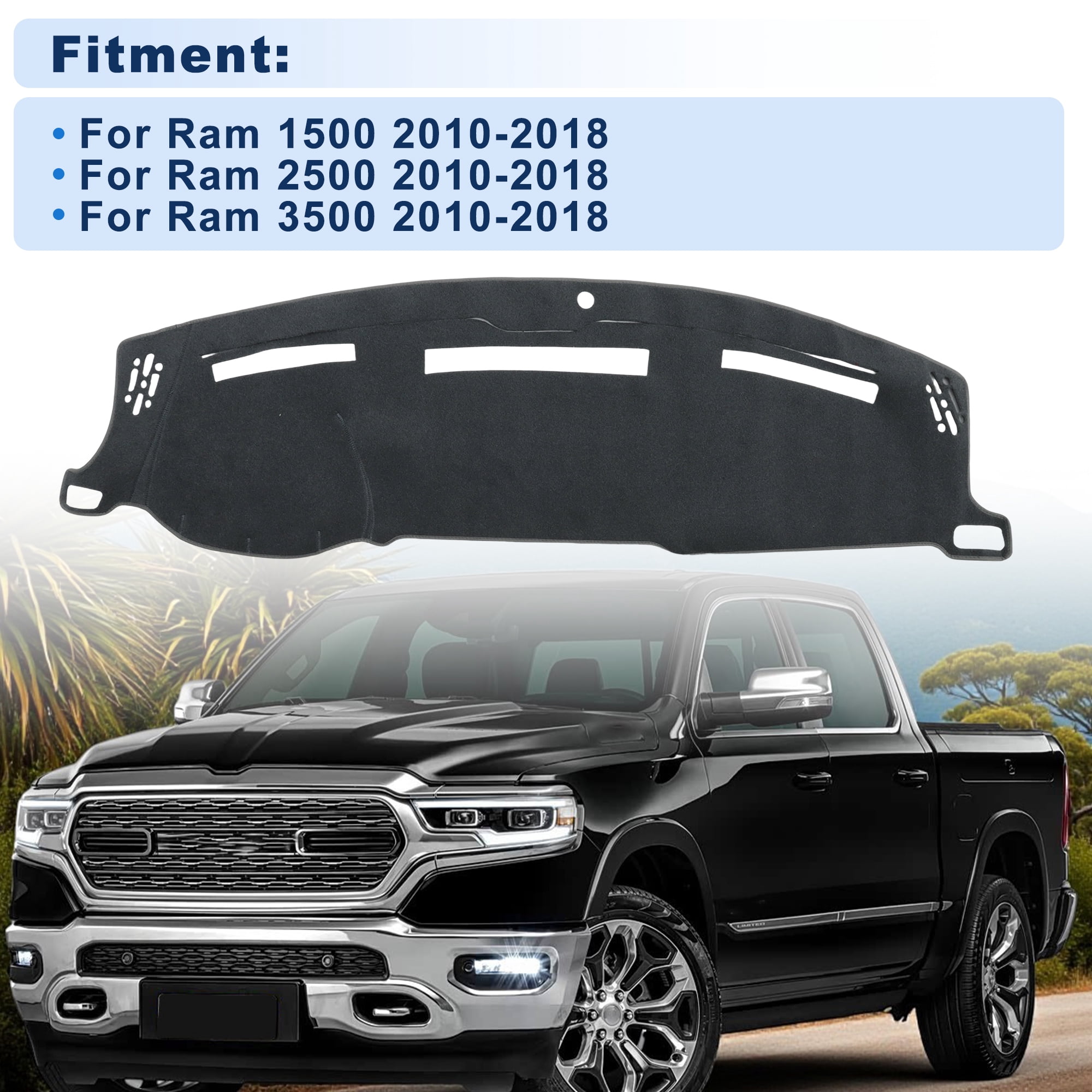Unique Bargains Dash Cover for Ram 1500 2010-2018 for Ram 2500 2010-2018 Without HUD Dashboard Cover Car Interior Anti-Slip/Anti Dust Polyester Gray 1 set