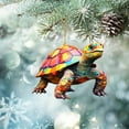 thumbnail image 7 of Colorful Geometric Turtle Christmas Ornament, Unique Festive Hanging Decor for Animal Lovers and Holiday Season Decorations - C, 7 of 7