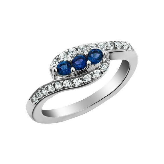 1/2 Carat (Ctw)  Lab-Created White and Blue Sapphire Ring in Sterling Silver for Women
