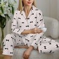 thumbnail image 6 of Hirioo bow on polka dots for Women's Pajama Sets 2 Piece Pjs Women's Long-Sleeved Pajama Set Button Down Sleepwear,S-XXL-Medium, 6 of 7