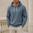 thumbnail image 2 of Atkumj Waffle Hoodies for Men Trendy Adjustable Drawstring Hooded Sweatshirt Casual Solid Color Long Sleeve Pullover Hoodie, 2 of 10