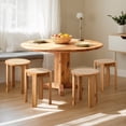 thumbnail image 4 of Zimtown Multifunctional Dining Stools Set of 4 with Rolling Base, Accent Dining Stools 4 Set, Boho Side Table Dining Seating with Rattan Seat, Solid Rubberwood Frame, Wood Color, 4 of 7