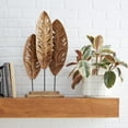 thumbnail image 3 of 12" x 23" Brown Teak Wood Handmade Leaf Sculpture, by DecMode, 3 of 10
