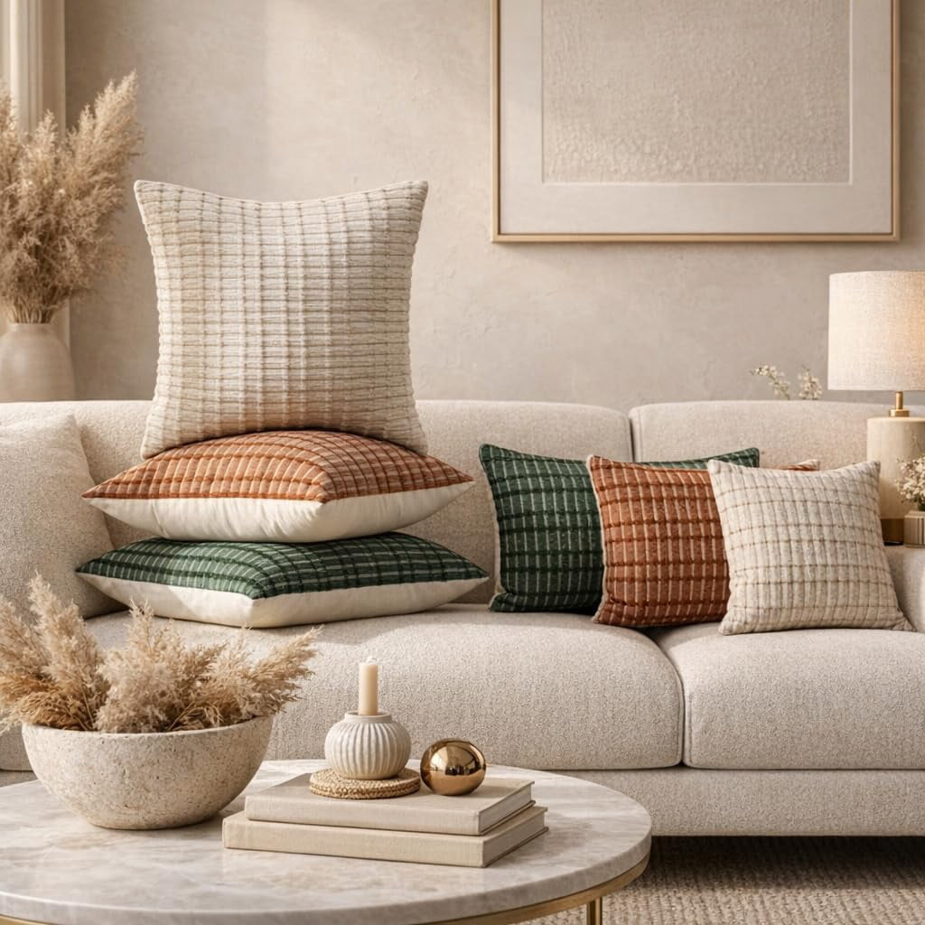 Fennco Styles Terracotta Woven Textured Filled Throw Pillow 12" X 20" - Decorative Cotton Blend Sofa Cushion for Sofa, Couch & Bed for Home Décor