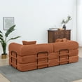 thumbnail image 3 of Miniyam Convertible Sleeper Sofa Bed with Cylindrical Pillow - Corduroy Folding Mattress Couch with Fixed-Shape Frame for Living Room, Bedroom, Lounge, Studio - Orange, 3 of 10