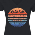 thumbnail image 4 of Inktastic Lake Erie Distressed Retro Sunset Women's V-Neck T-Shirt, 4 of 5