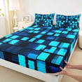thumbnail image 3 of Feelyou Cartoon Pixelate Miner Full Size Sheets, Blue Square Abstract Bed Sheets, Fashion Honeycomb Sheet Sets, Breathable Home Decor, 4pcs, 3 of 7