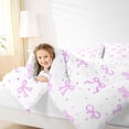 thumbnail image 3 of Erosebridal Teens Cute Purple Bow Twin Comforter Sets 3-Piece,Girls Kids Cartoon Stars Print Bow Knot Bedding Set,Ultra Soft Home Decor, 3 of 6