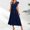 Navy, variant on snowsong Summer Dress,Beach Dress Women Summer Bohemian Casual Wrap V Neck Ruffle Cap Sleeveless Belt A Line Pleated Hem Swing Midi Sun Dress Maxi Dress,Elegant Dresses,Work Dresses Black Dress L
