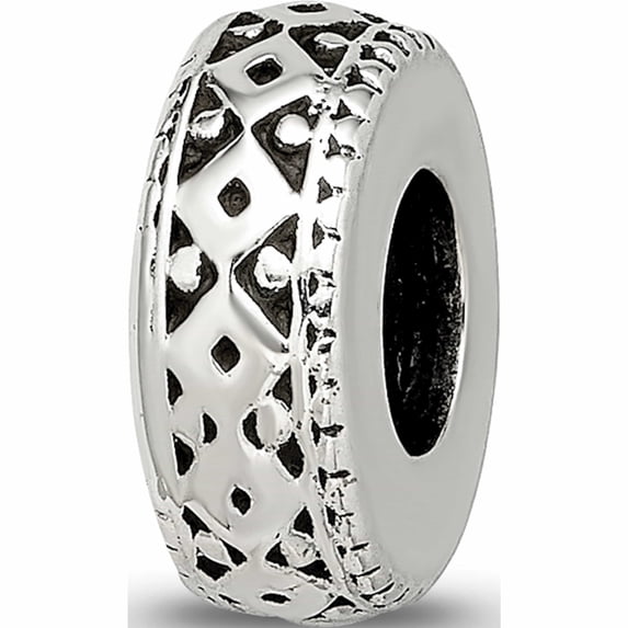 Sterling Silver Reflections Antiqued Bali Gripper Bead (10.5 X 4.2) Made In India -Jewelry By Sweet Pea