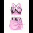 thumbnail image 2 of Conjunto de Bikini de Cintura Alta para Mujer, Falda con Control de Abdomen, Traje de Baño de Dos Piezas con Estampado de Control de Abdomen Rosa M, 2 of 6