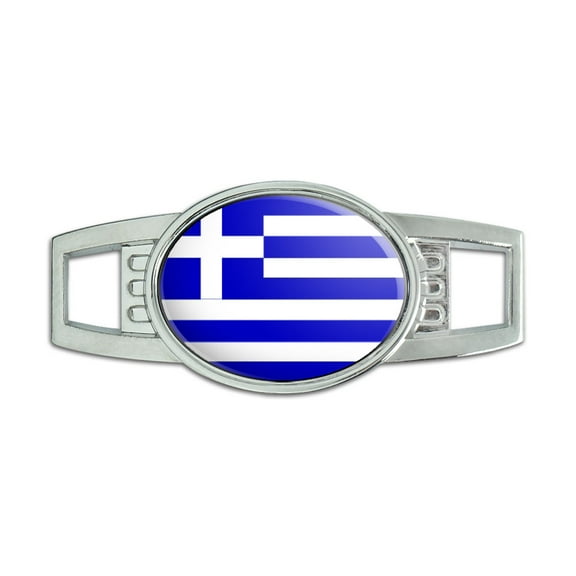 Greece Greek Flag Oval Slide Shoe Charm