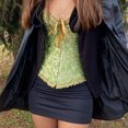 thumbnail image 5 of Women's Lace Up Boned Overbust Corset Bustier Lingerie Bodyshaper Top Princess corset - Green, 5 of 5