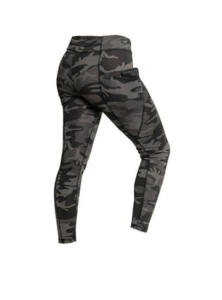 Satori_Stylez Black Camo Leggings for Women Mid Waisted Pants with Dark and  Gray Camouflage Print at  Women's Clothing store