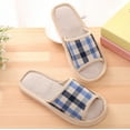 thumbnail image 3 of Handshe Checkered Linen House Slippers for Men & Women – Soft Unisex Couple Slides with Breathable Fabric for Indoor Home Footwear,Plus Size, 3 of 5