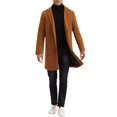 thumbnail image 2 of Unique Bargains Men's Slim Fit Notched Lapel Single Breasted Mid Length Overcoat 2XL Brown, 2 of 6