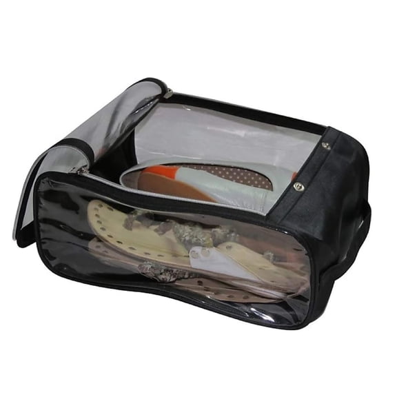 atorakushon Fabric Shoe Cover Travelling Storage Bag Footwear Wardrobe Organizer Pouch Black Pack of 1