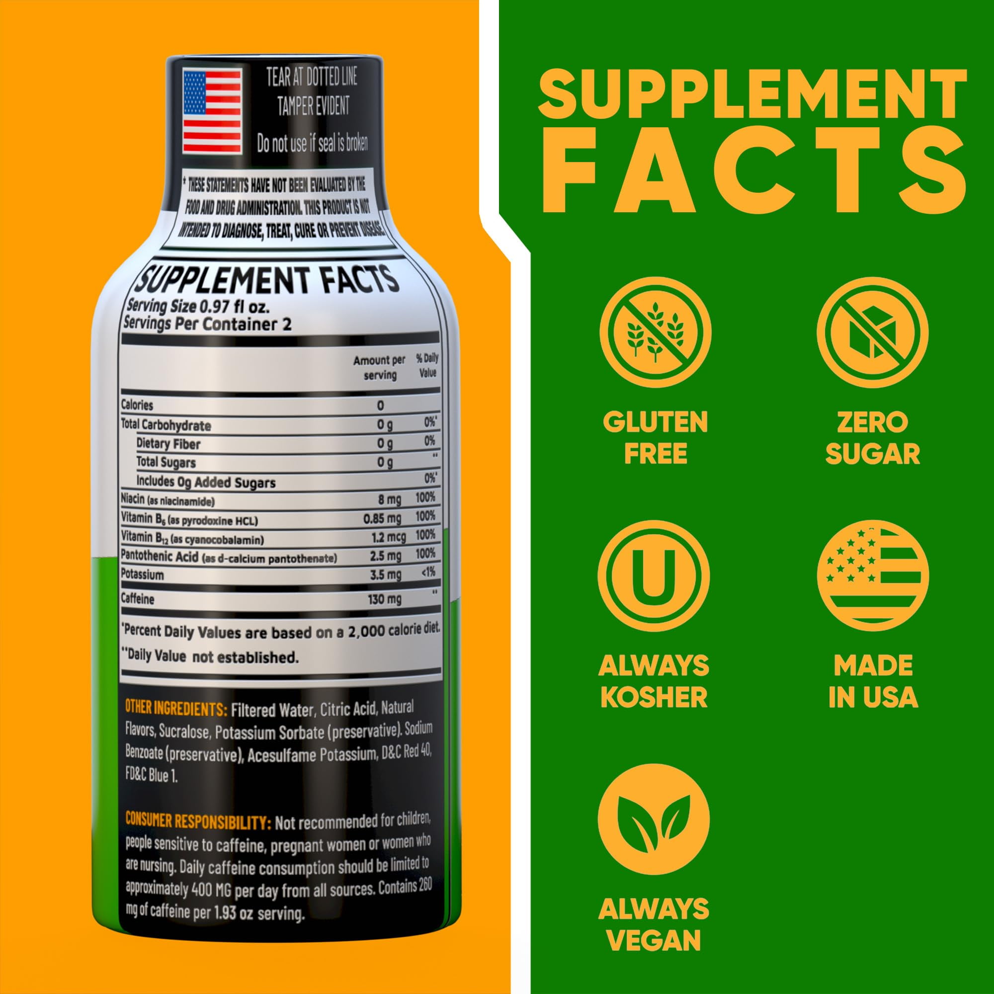 Grade A Quality B12 Mixed Berry Extra Strength Shot, 12 Pack – 260mg Natural Caffeine, B12 & B6, 2 Servings, Zero Sugar, 1.93 fl oz