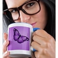thumbnail image 2 of 3drose, One Pretty Purple Butterfly on a Slightly Swirled Background, 15oz Two-tone Blue Mug, 2 of 6