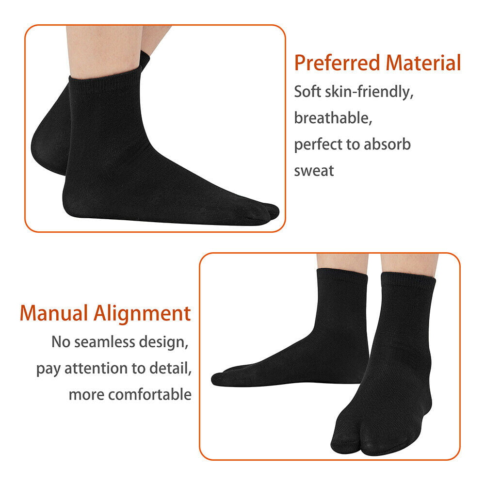 New 3Pairs Tabi Socks Split Sandals Two Toe Flip Flop Ankle-High Sport Socks USA 
